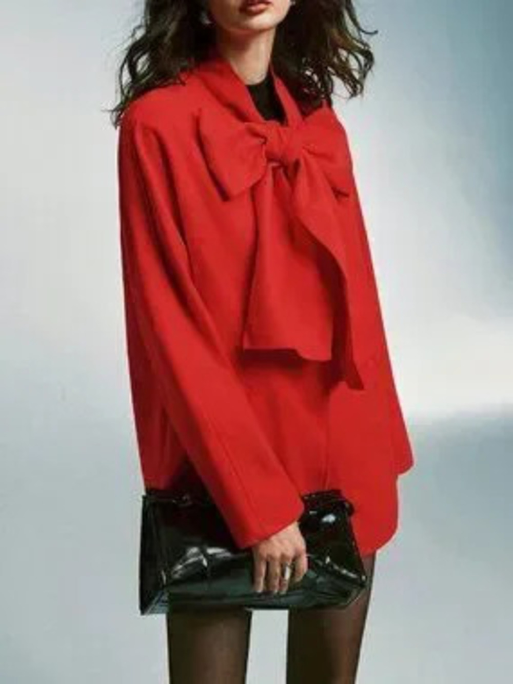 Red Women's Bow detailed Coat